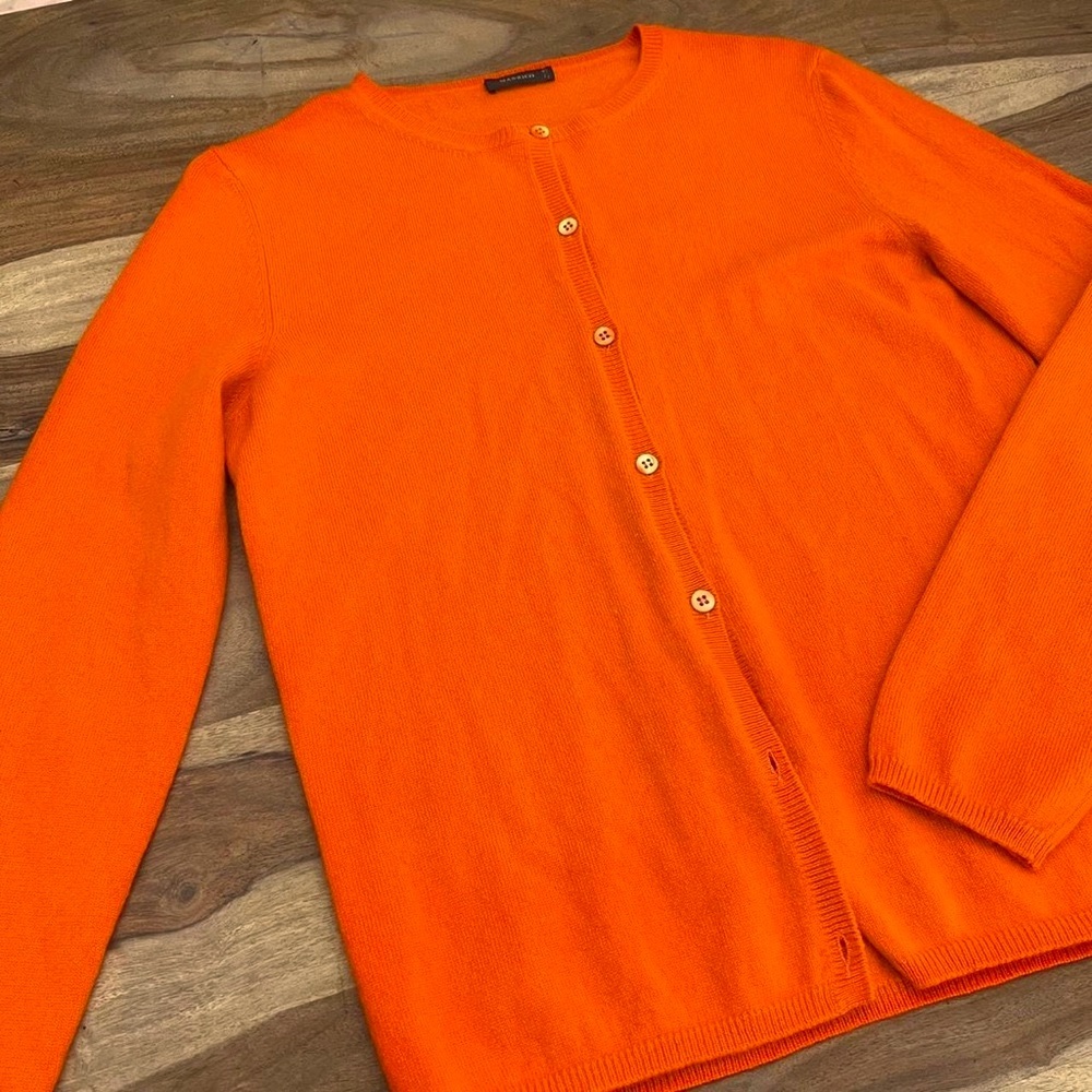 Manrico Italian Cashmere Orange Cardigan Sweater